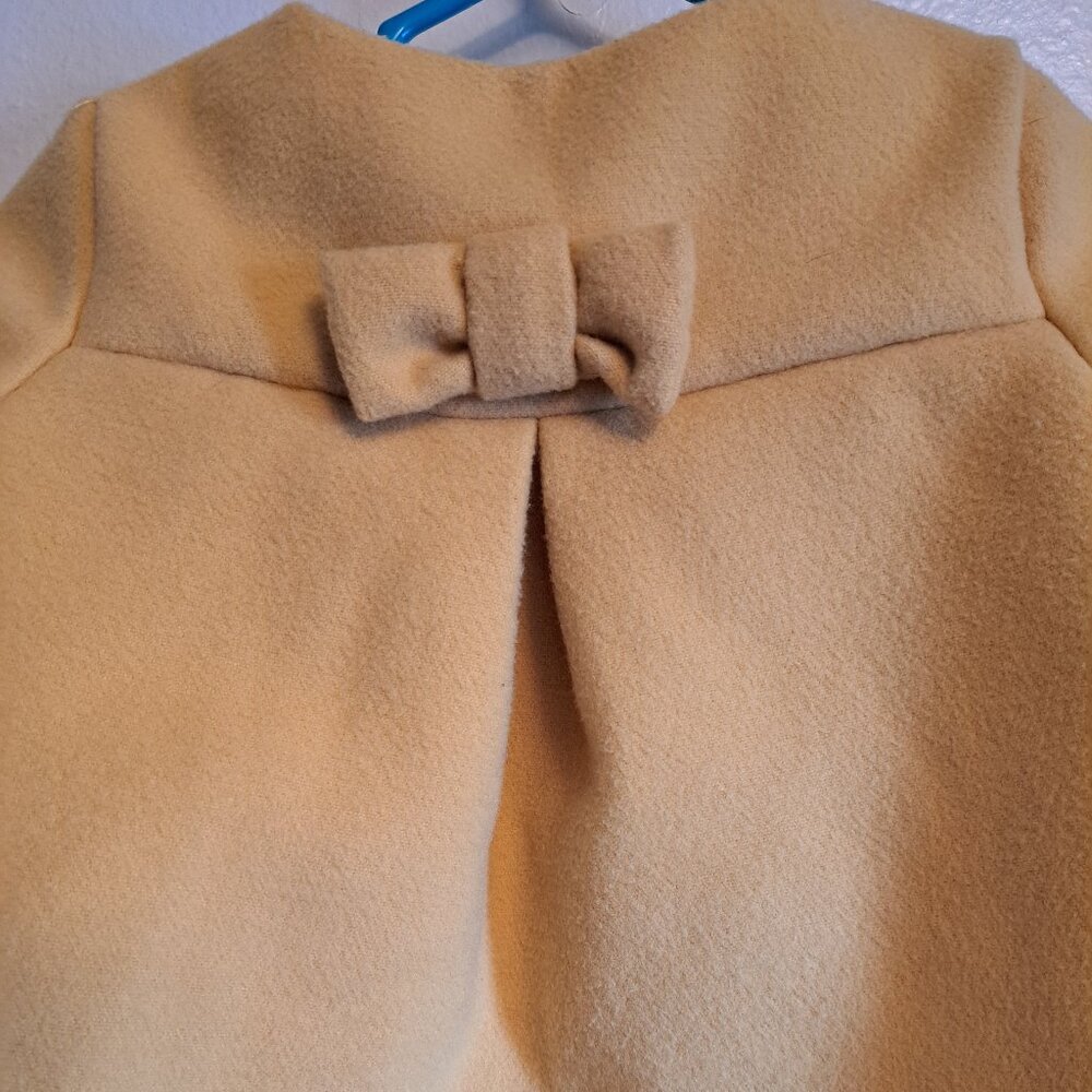 Max Studio Girl's Mustard Yellow Double-Breasted Pea Coat W/Bow Accents 18M - Picture 5 of 8